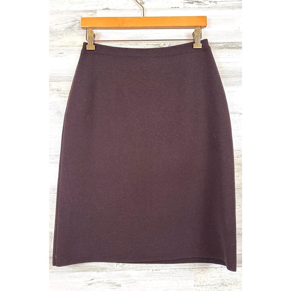 Eileen Fisher Womens S Brown 100% Wool Knit Midi Skirt Designer Luxe Workwear